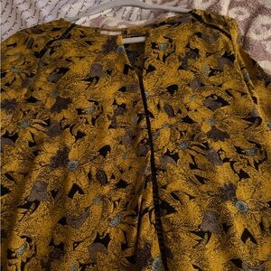 Astr Yellow and Black Floral blouse